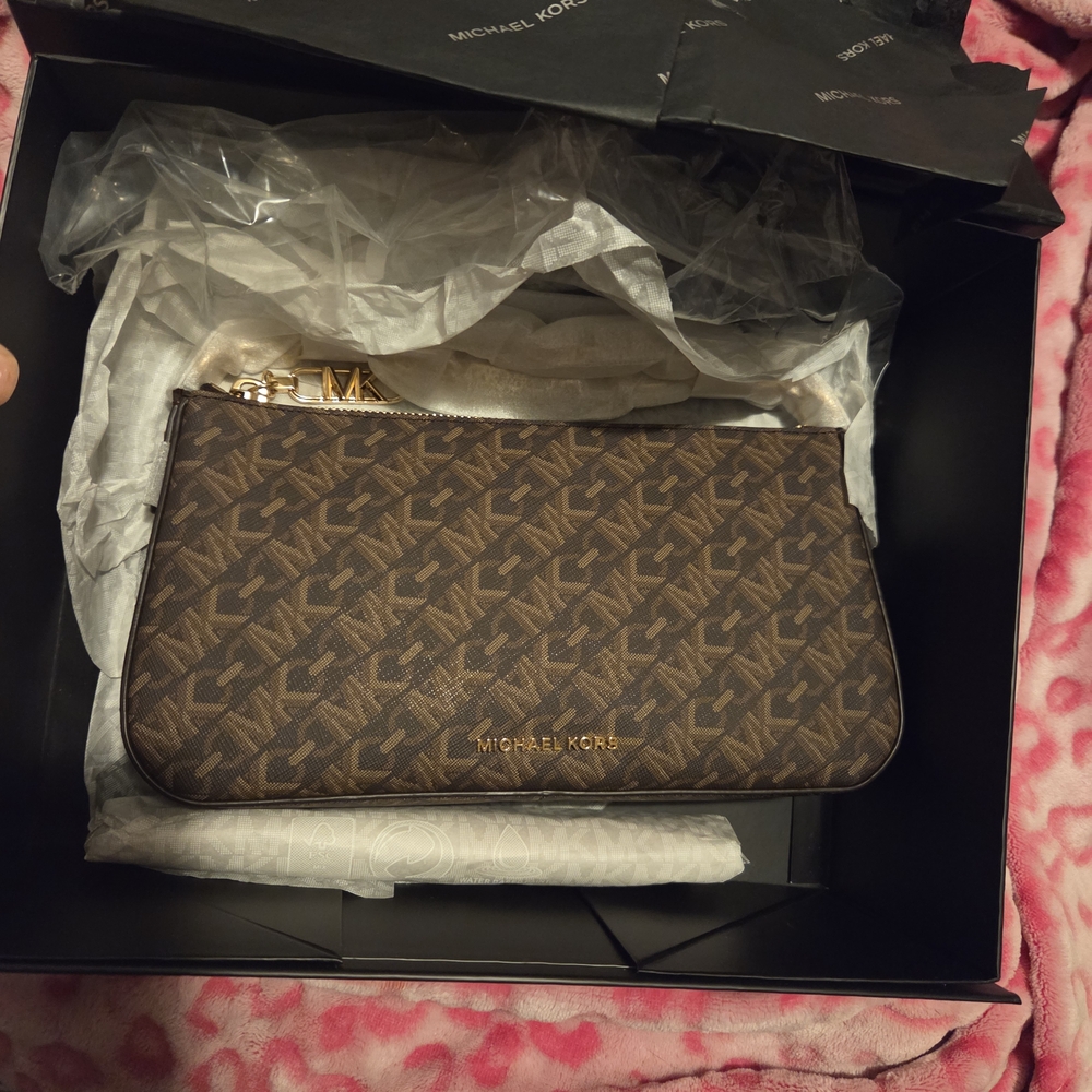 Michael Kors Brown Monogram Wristlet
